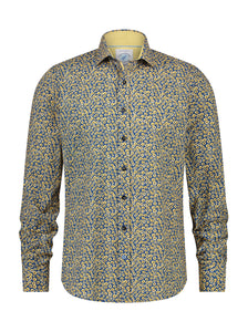 A Fish Named Fred - Minimal Flower Print Shirt in Navy