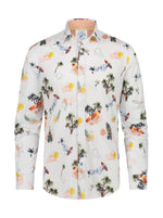 Load image into Gallery viewer, A Fish Named Fred - Tropical Print Shirt in White
