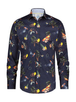 Load image into Gallery viewer, A Fish Named Fred - Tropical Print Shirt in Navy
