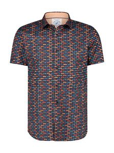 A Fish Named Fred - Cadillac Print Short Sleeve Shirt in Navy