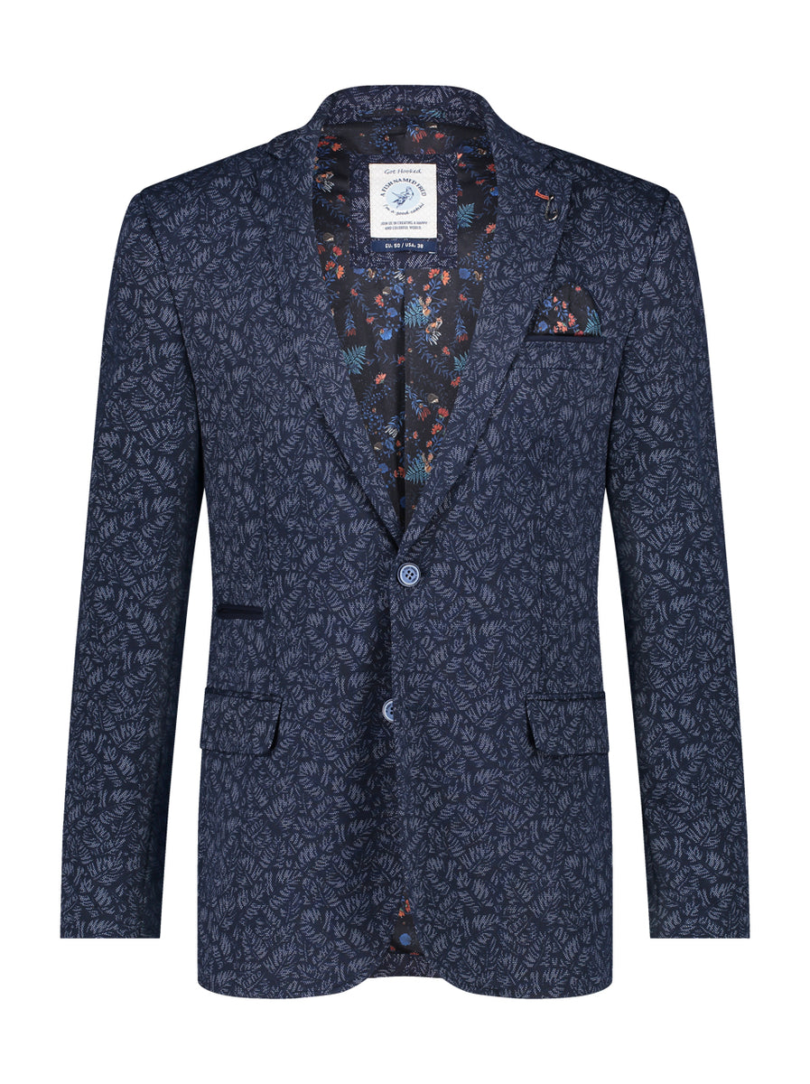 A Fish Named Fred - Pique Leaves Blazer in Navy