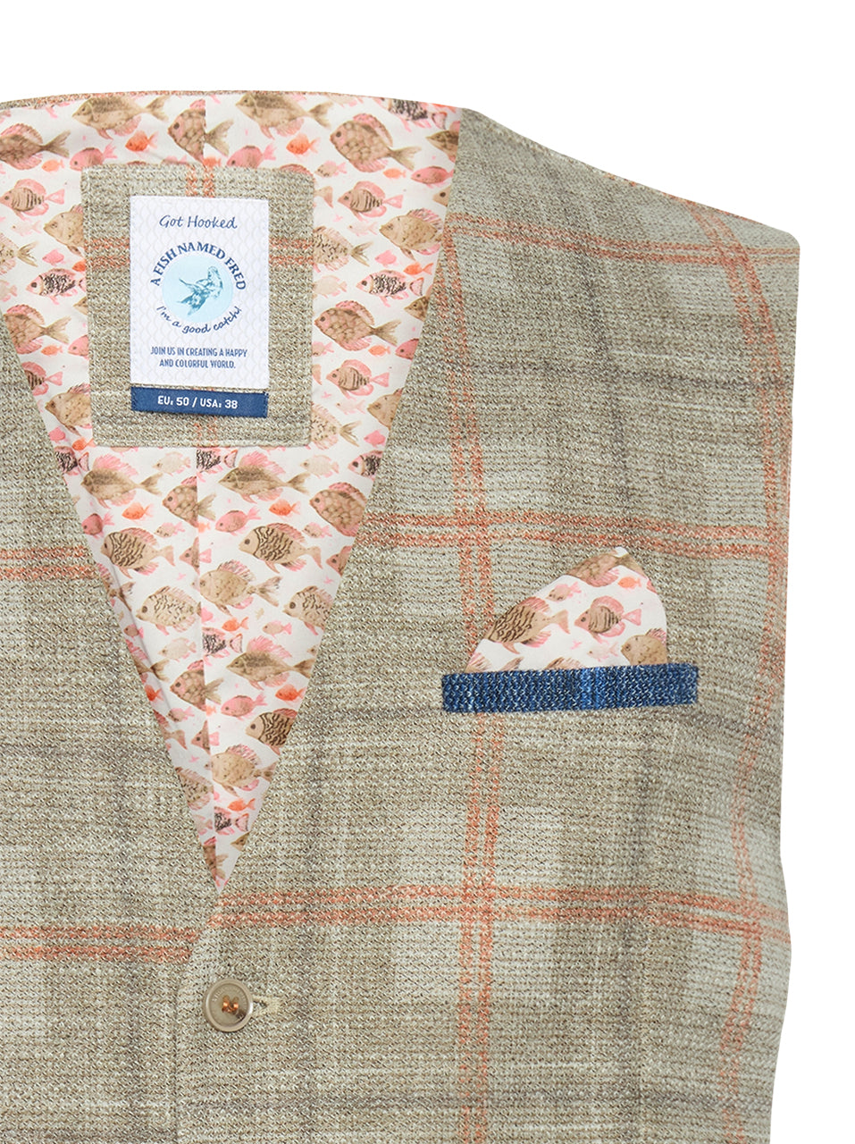 A Fish Named Fred - Big Check Vest in Camel