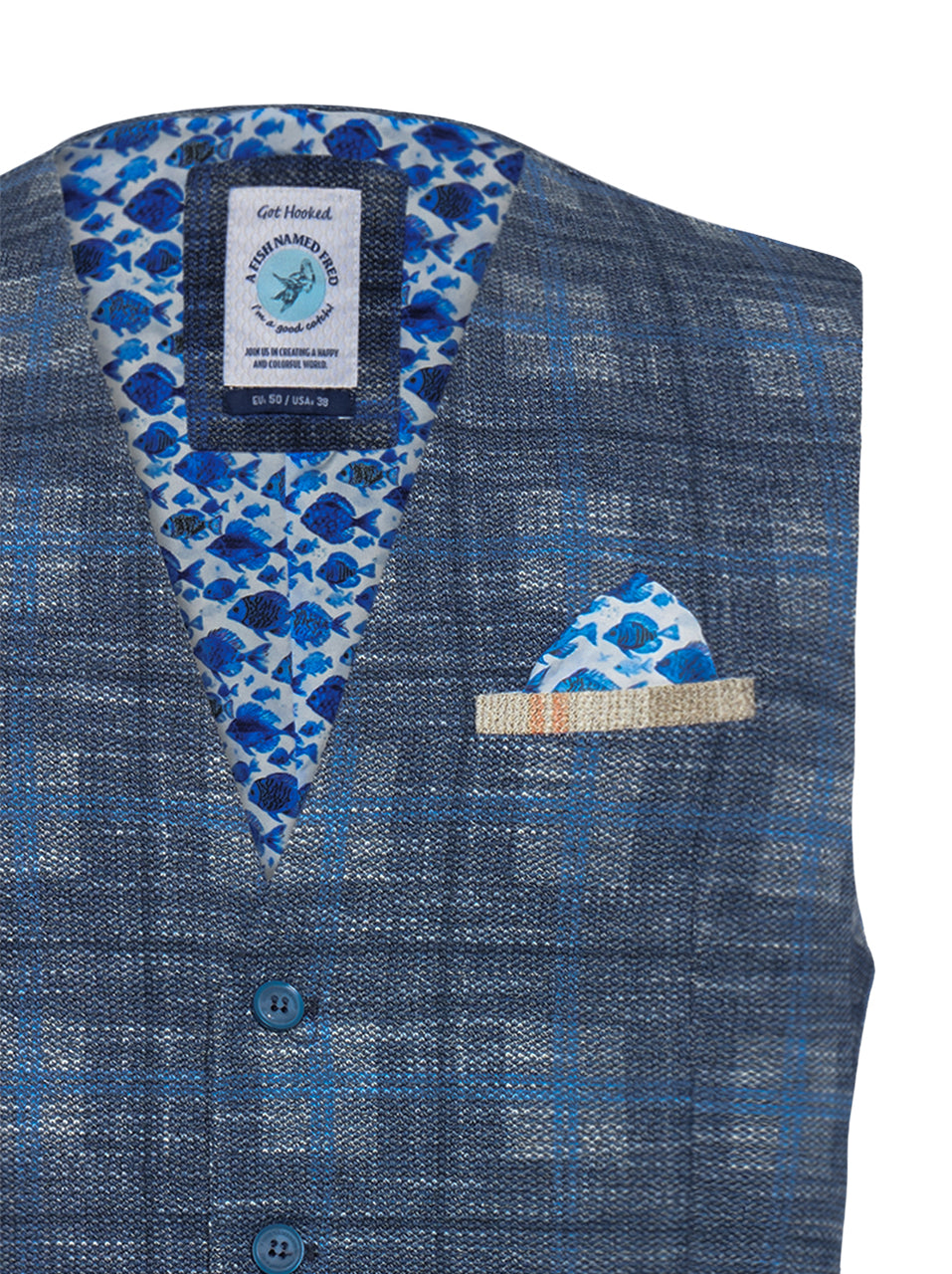 A Fish Named Fred - Big Check Vest in Navy