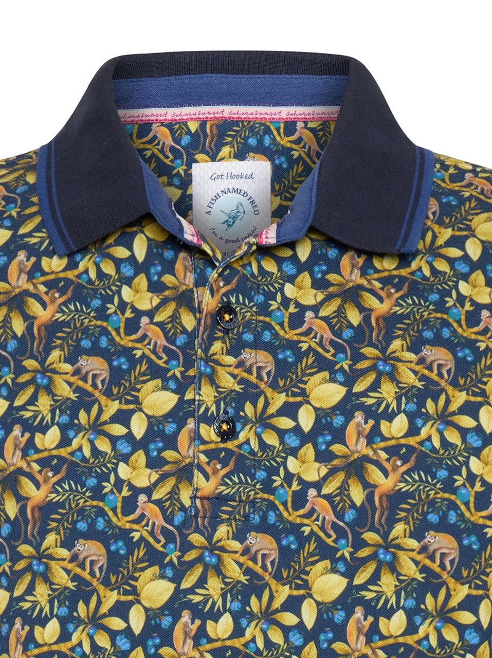 A Fish Named Fred - Monkey Print Polo in Navy