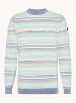 Load image into Gallery viewer, A Fish Named Fred - Striped Cotton Knit in Navy/Aqua
