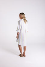 Load image into Gallery viewer, Two T's Multi Stripe Linen Shirt Dress - Multi Stripe
