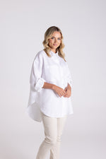 Load image into Gallery viewer, Two T's Oversized Linen Shirt - White
