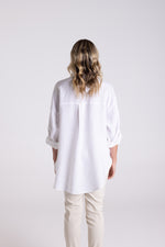 Load image into Gallery viewer, Two T's Oversized Linen Shirt - White
