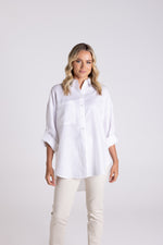 Load image into Gallery viewer, Two T's Oversized Linen Shirt - White
