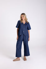 Load image into Gallery viewer, Two T's Denim Short Sleeve Top - Dark Denim
