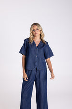 Load image into Gallery viewer, Two T's Denim Short Sleeve Top - Dark Denim
