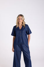 Load image into Gallery viewer, Two T's Denim Short Sleeve Top - Dark Denim
