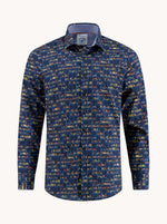 Load image into Gallery viewer, A Fish Named Fred - Liquor Store Print Shirt  - Navy - Mitchell McCabe Menswear
