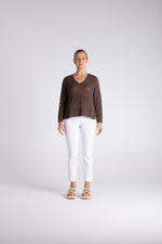 Load image into Gallery viewer, Two T's V Neck Tape Yarn Knit - Chestnut

