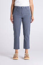 Load image into Gallery viewer, Two T's Stripe 7/8 Slim Jean - Navy/White
