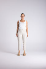 Load image into Gallery viewer, Two T's Stripe 7/8 Slim Jean - Straw/White
