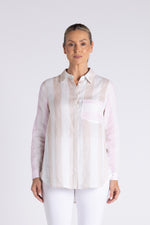Load image into Gallery viewer, Two T's Candy Striped Oversized Shirt - Straw/Pink
