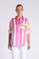 Load image into Gallery viewer, Two T's Candy Striped Oversized Shirt - Pink/Orange
