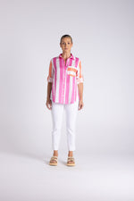 Load image into Gallery viewer, Two T's Candy Striped Oversized Shirt - Pink/Orange
