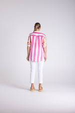 Load image into Gallery viewer, Two T's Candy Striped Oversized Shirt - Pink/Orange
