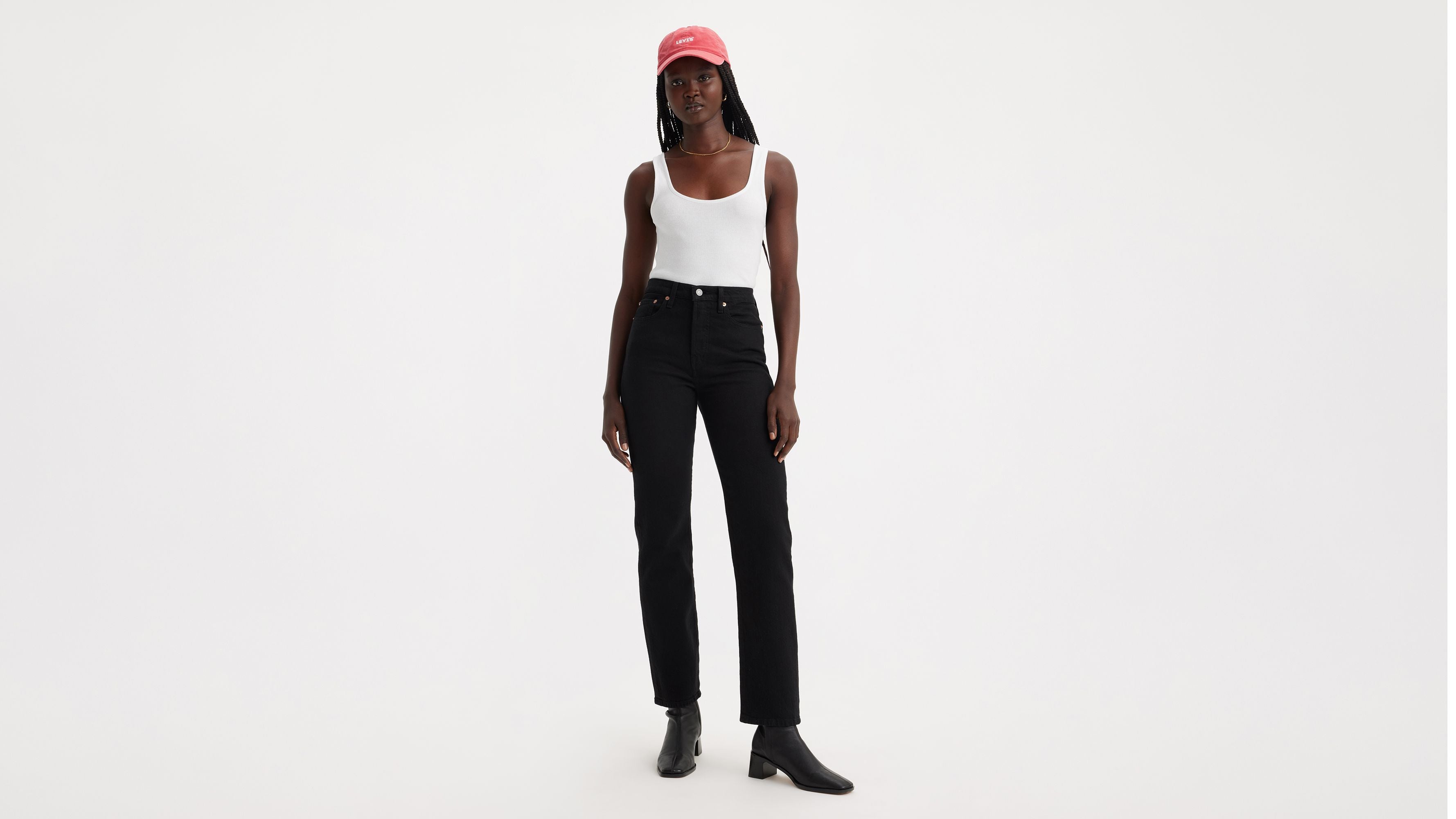 Levi's Womens Wedgie Straight Jeans - Black Sprout