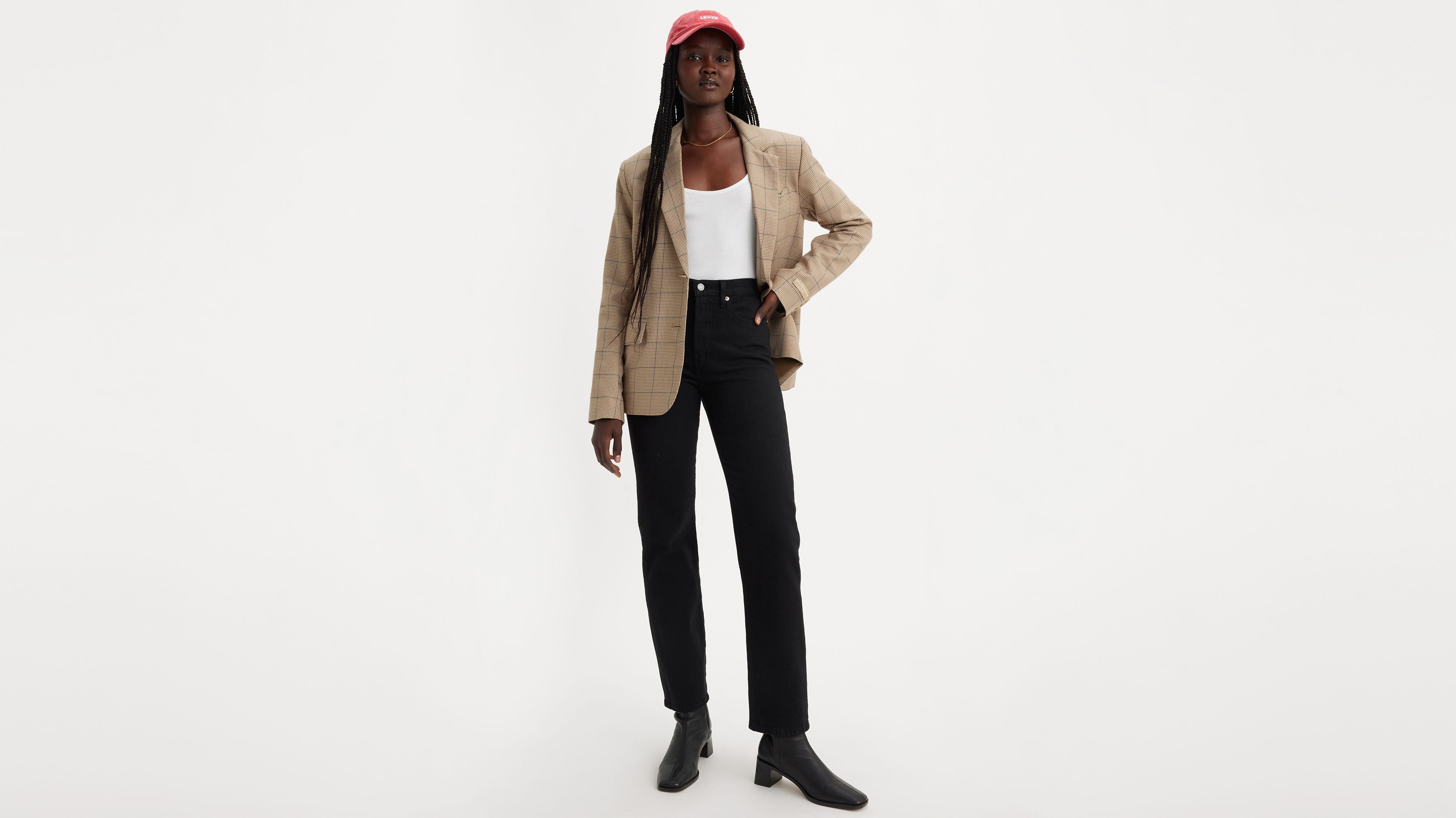 Levi's Womens Wedgie Straight Jeans - Black Sprout