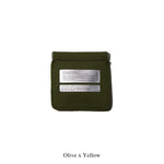 Load image into Gallery viewer, Puebco Coin Card Holder - Olive with Yellow - Mitchell McCabe Menswear
