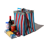 Load image into Gallery viewer, Puebco Recycled Plastic Stripe Bag Square - Red and Blue - Mitchell McCabe Menswear

