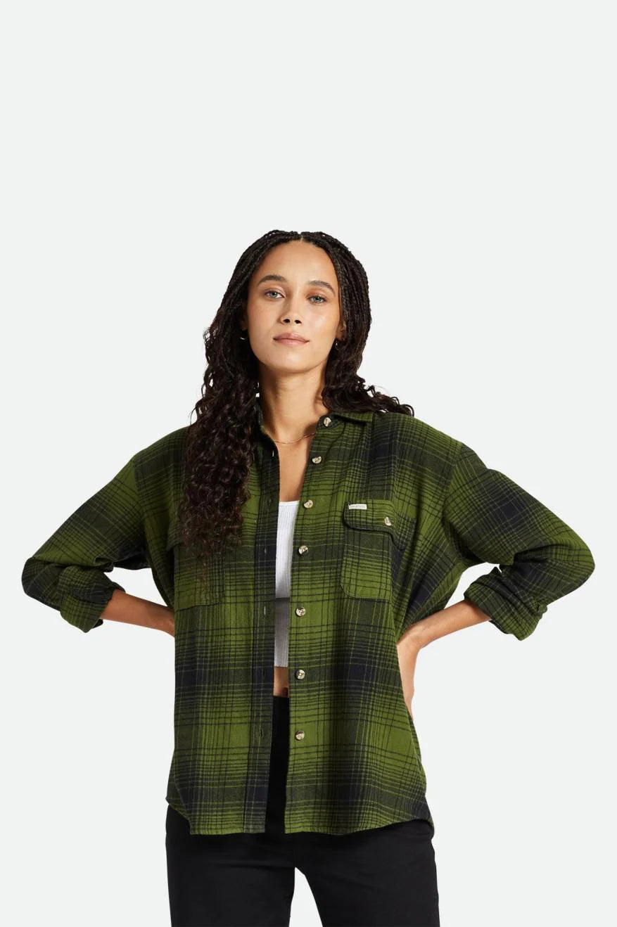 Brixton Womens Bowery BF Flannel - Chive/Black
