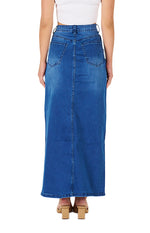 Load image into Gallery viewer, Wakee Denim Maxi Skirt in Blue
