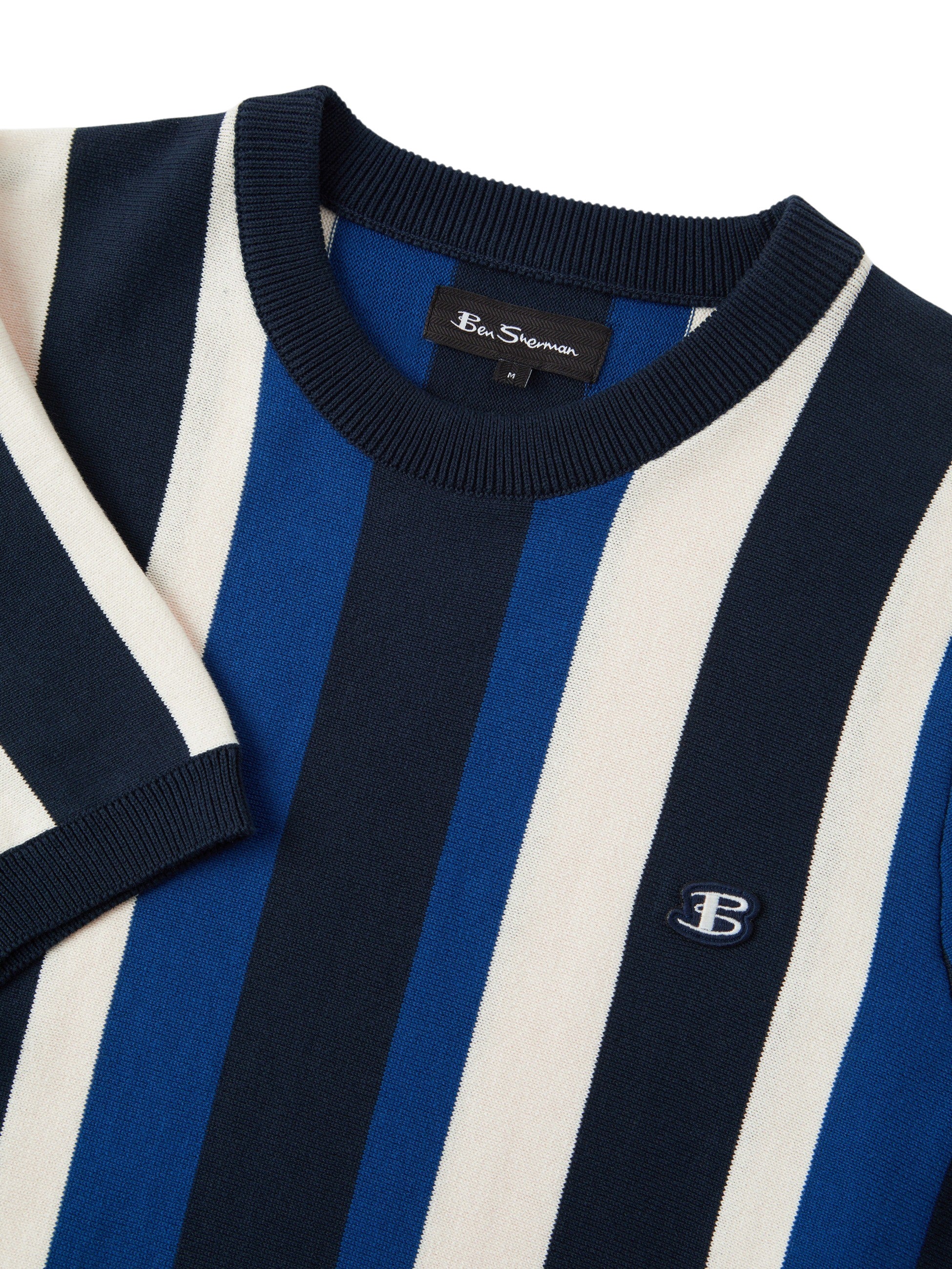 Ben Sherman Vertical Stripe Knit Tee - Dark Navy