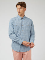 Load image into Gallery viewer, Ben Sherman Textured Plain Shirt - Blue Denim
