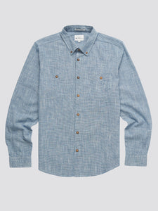 Ben Sherman Textured Plain Shirt - Blue Denim