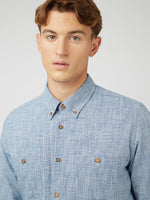 Load image into Gallery viewer, Ben Sherman Textured Plain Shirt - Blue Denim
