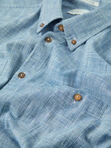 Ben Sherman Textured Plain Shirt - Blue Denim