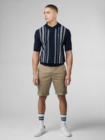 Load image into Gallery viewer, Ben Sherman Crinkle Cotton Stripe Knit Polo - Dark Navy
