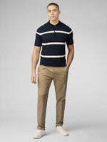 Load image into Gallery viewer, Ben Sherman Argyle Stripe Knit Polo - Dark Navy
