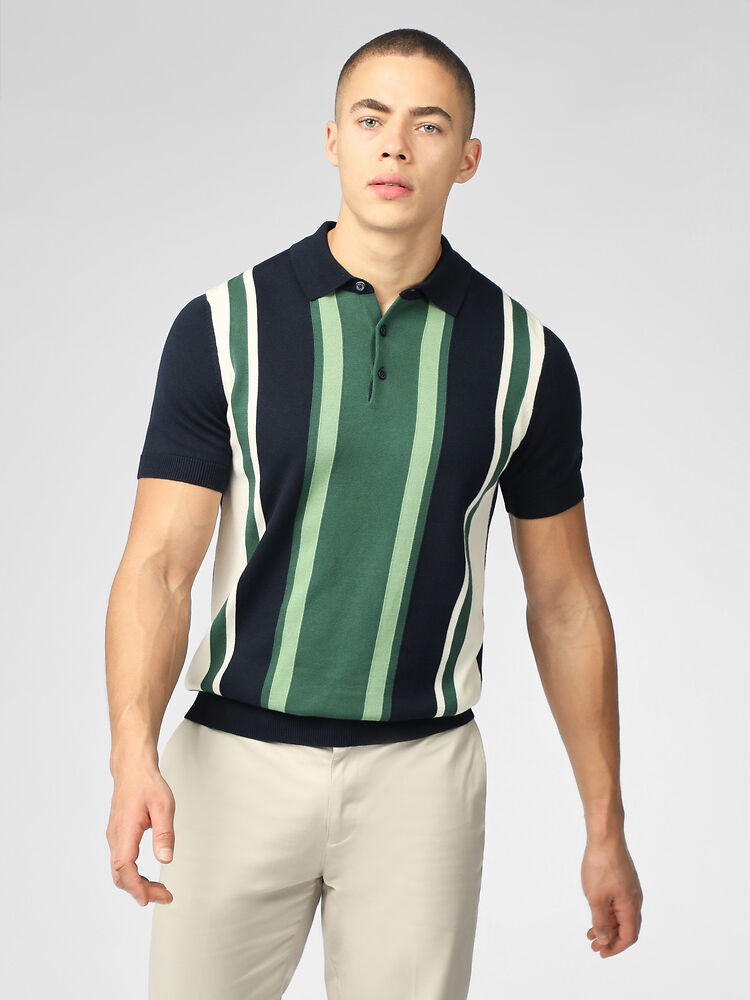 Ben Sherman Vertical Stripe Polo - Dark Navy