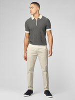 Load image into Gallery viewer, Ben Sherman Bi-Colour Zip Neck Knit Polo - Ivory
