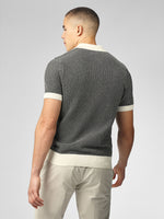 Load image into Gallery viewer, Ben Sherman Bi-Colour Zip Neck Knit Polo - Ivory
