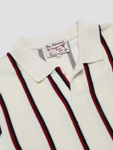 Ben Sherman Stripe Toweling Polo - White