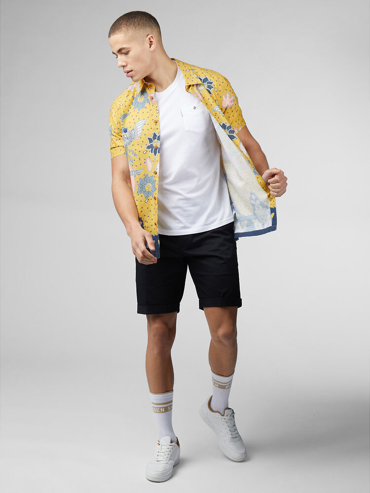 Ben Sherman Abstract Botanical Print Short Sleeve Shirt - Sunflower