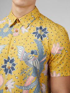 Ben Sherman Abstract Botanical Print Short Sleeve Shirt - Sunflower