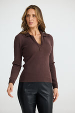 Load image into Gallery viewer, Brave and True Mimi Long Sleeve Top - Dark Chocolate - Mitchell McCabe Menswear
