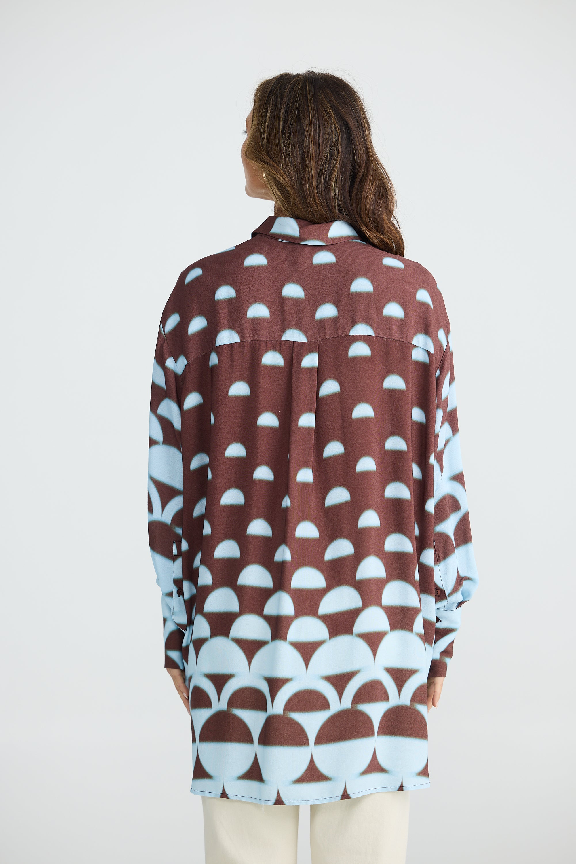 Brave and True Henley Shirt - Blue Brown Geo