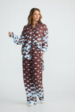 Load image into Gallery viewer, Brave and True Henley Shirt - Blue Brown Geo
