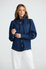 Load image into Gallery viewer, Brave and True Nicola Denim Blouse - Dark Denim - Mitchell McCabe Menswear
