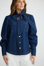 Load image into Gallery viewer, Brave and True Nicola Denim Blouse - Dark Denim - Mitchell McCabe Menswear

