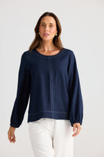 Load image into Gallery viewer, Brave and True Delphi Top - Navy
