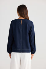 Load image into Gallery viewer, Brave and True Delphi Top - Navy
